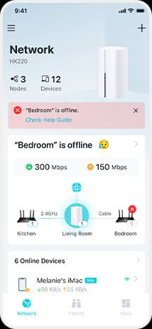 The TP-Link Aginet app showing the home network screen